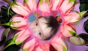 fotomontaje en corazón de rosas